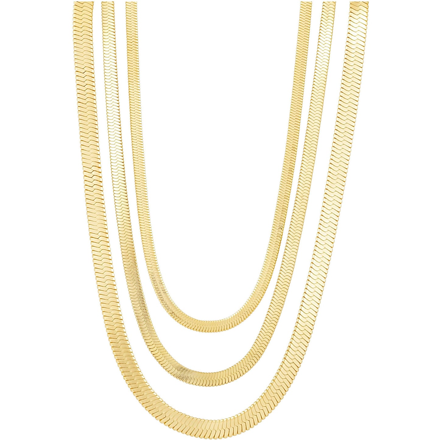 18k Gold or Silver Herringbone Stacking Necklace