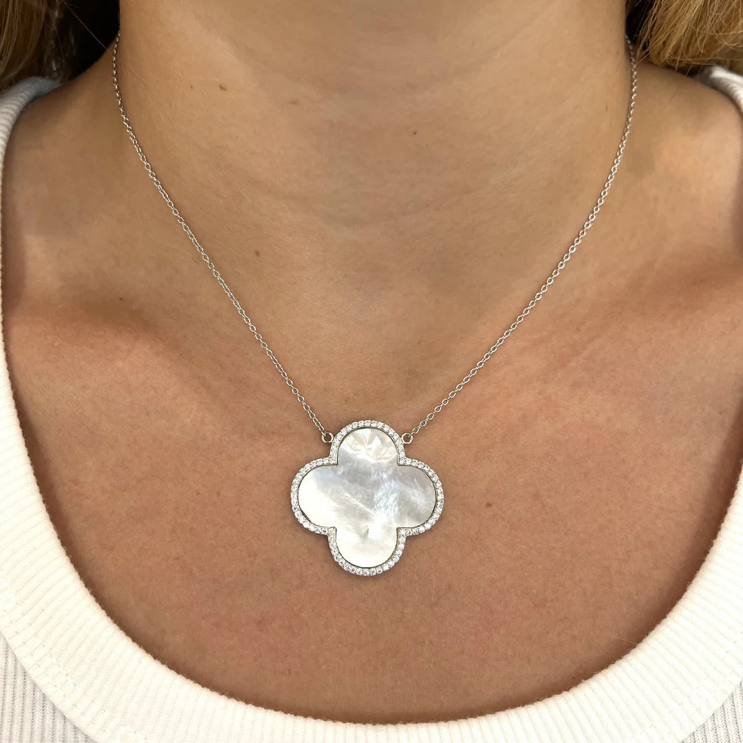 Clover Mother of Pearl Stacking Necklace