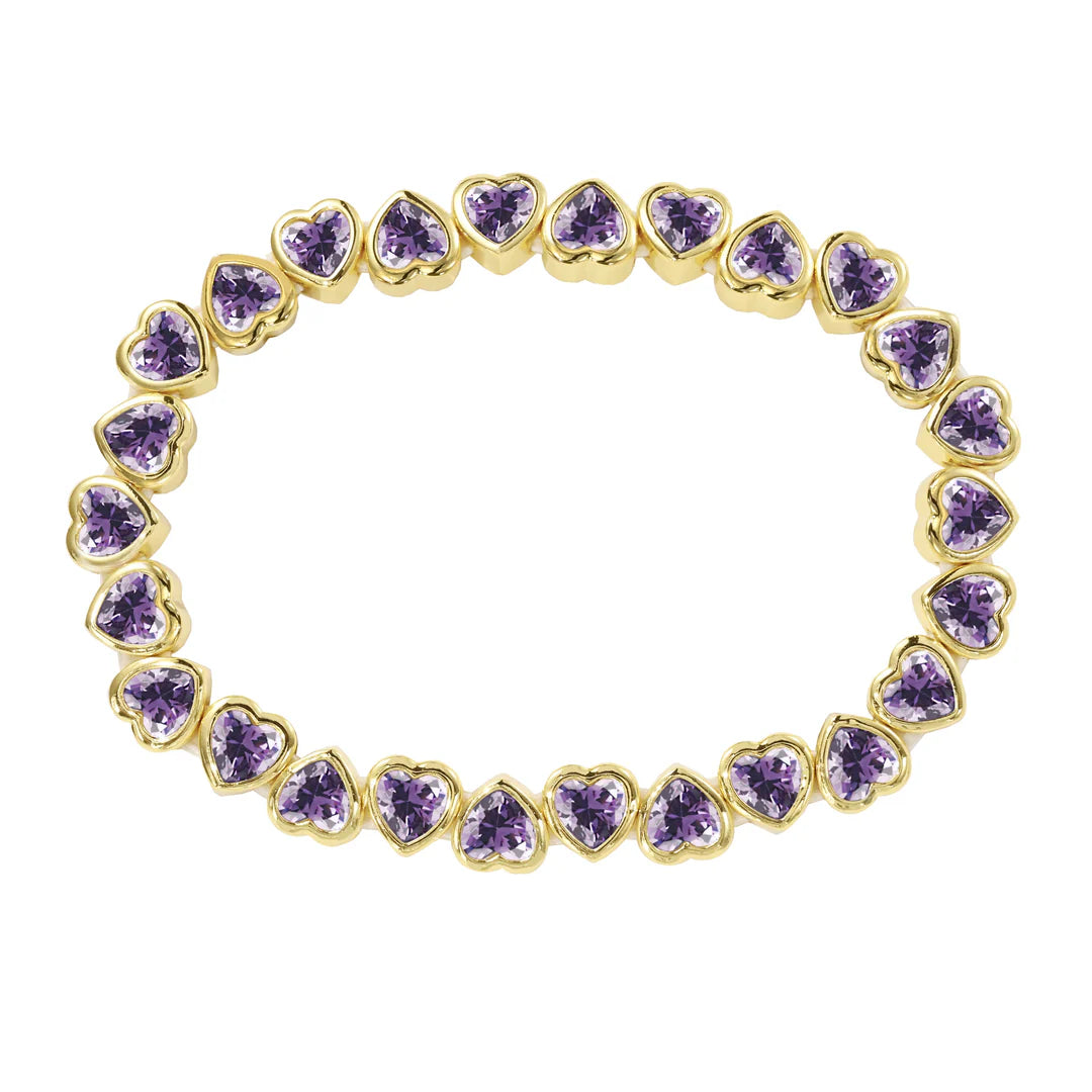 Harmony Bezel Heart Stretch Bracelet - Purple
