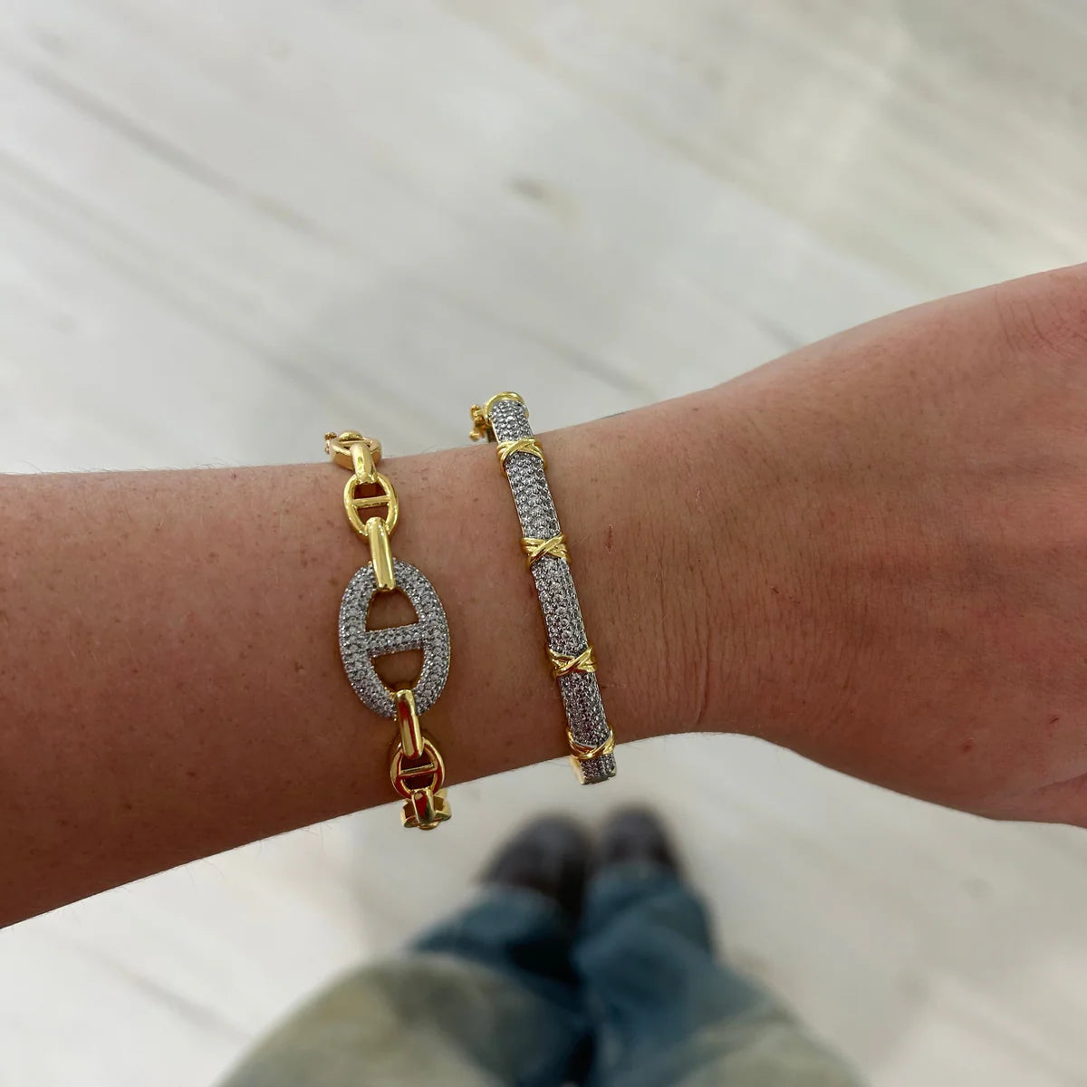 Harper Pave and Link Bangle Bracelet