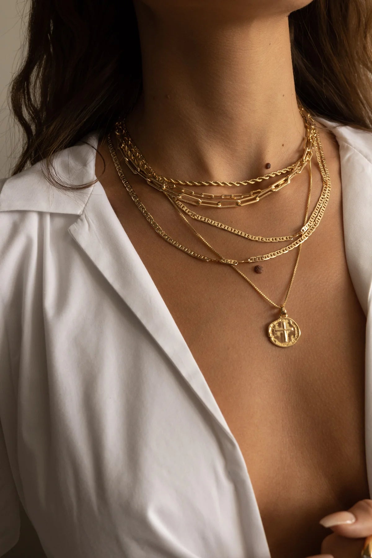 Luanne Coin Cross Pendant Necklace