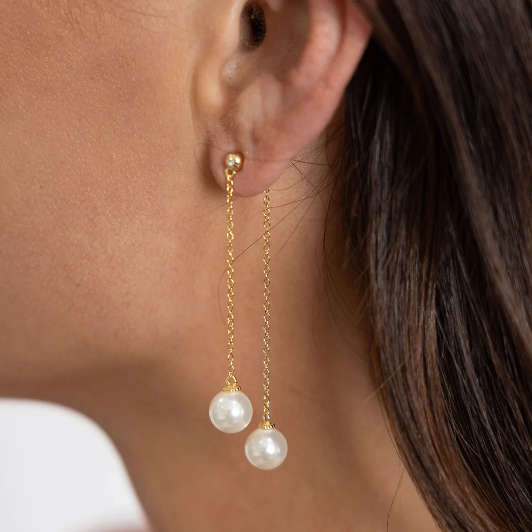 Shannon Double Dangle Pearl Earrings