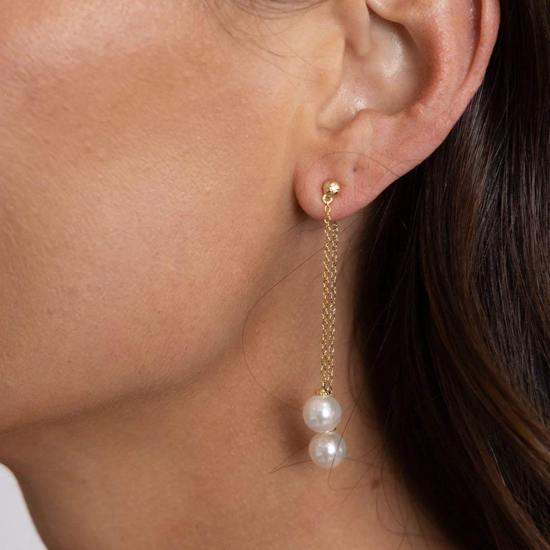 Shannon Double Dangle Pearl Earrings