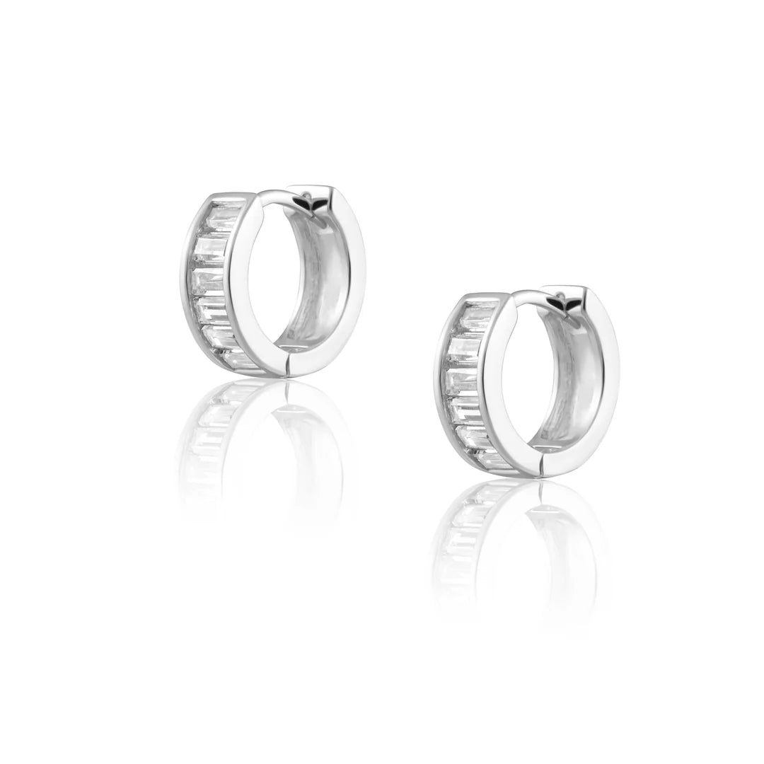 Tory Emerald Cut Clear CZ Huggies