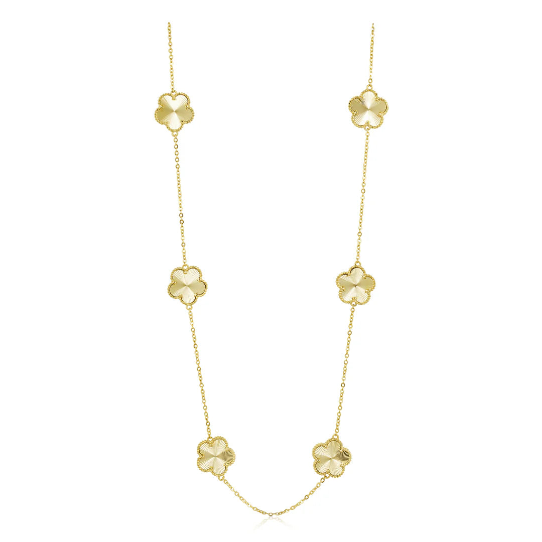Vanessa Medium Clover Station Necklace Gold