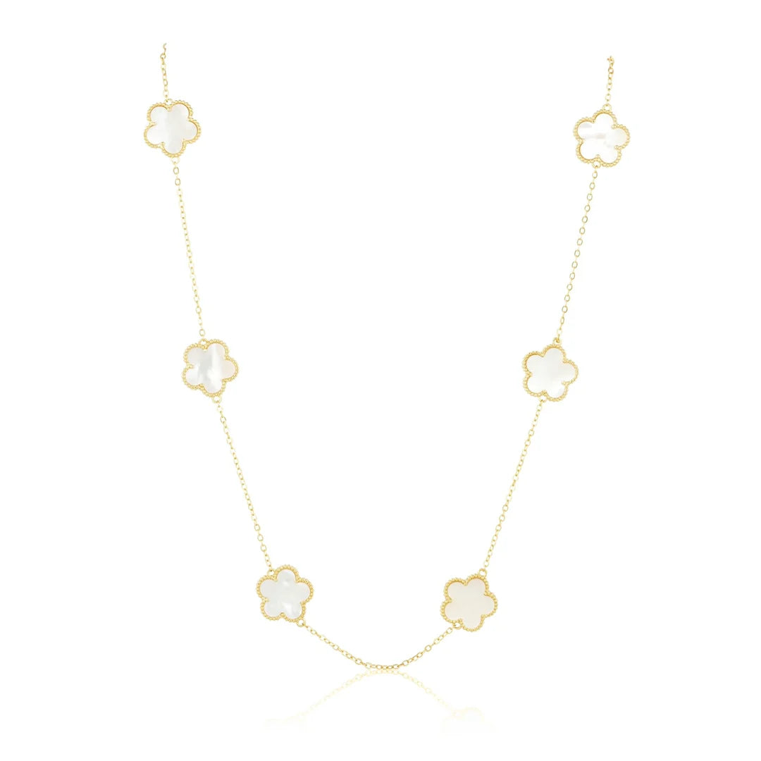 Vanessa Medium Clover Station Necklace mother of pearl
