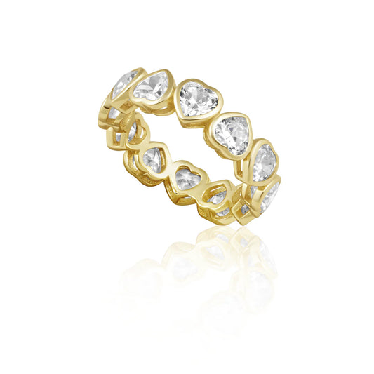 Harmony 18k Gold Bezel Eternity Heart Ring - Clear