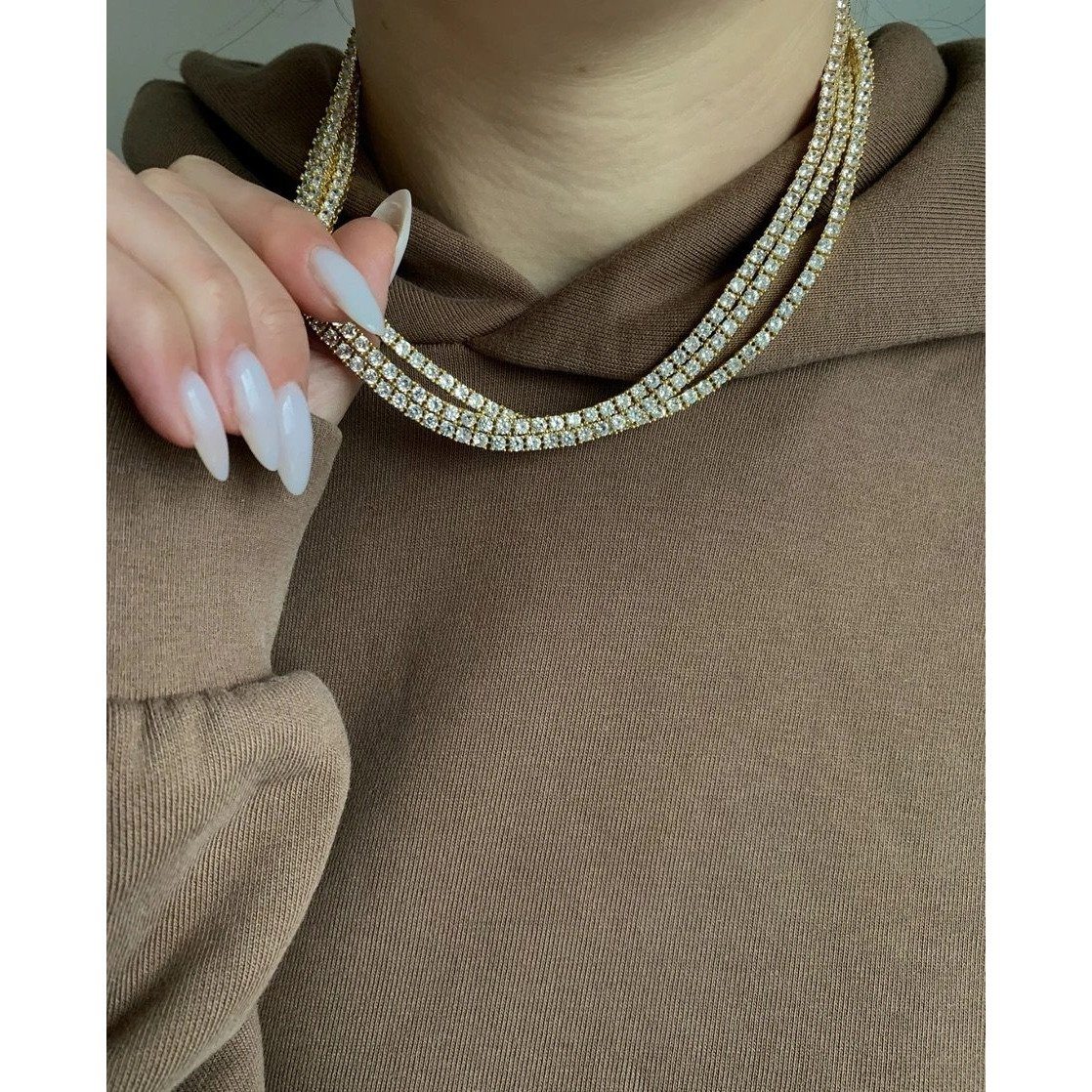 18k Gold or Silver Kendall Tennis Necklace