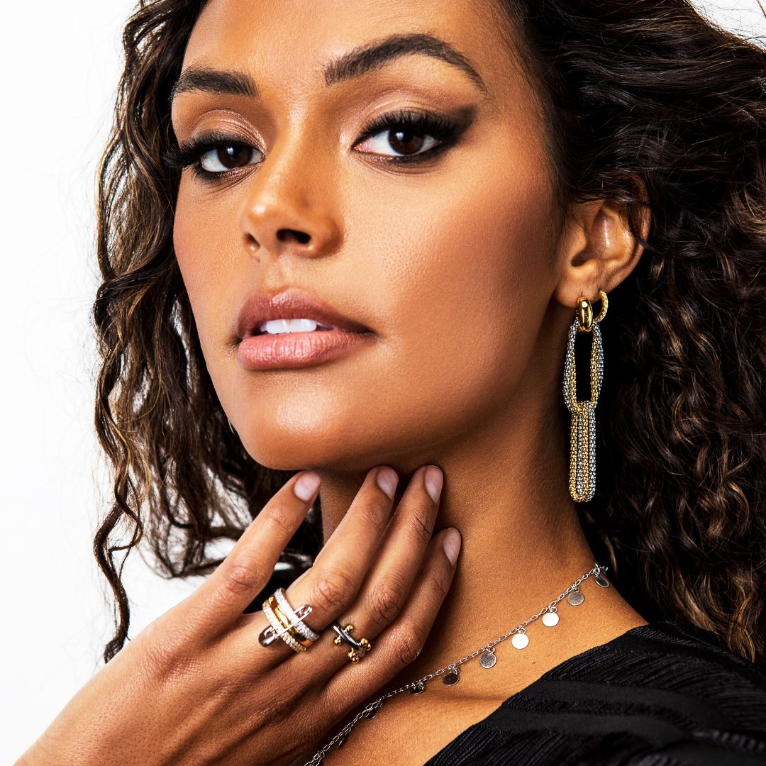 Brenda Trio Stacked Safety Pin Ring