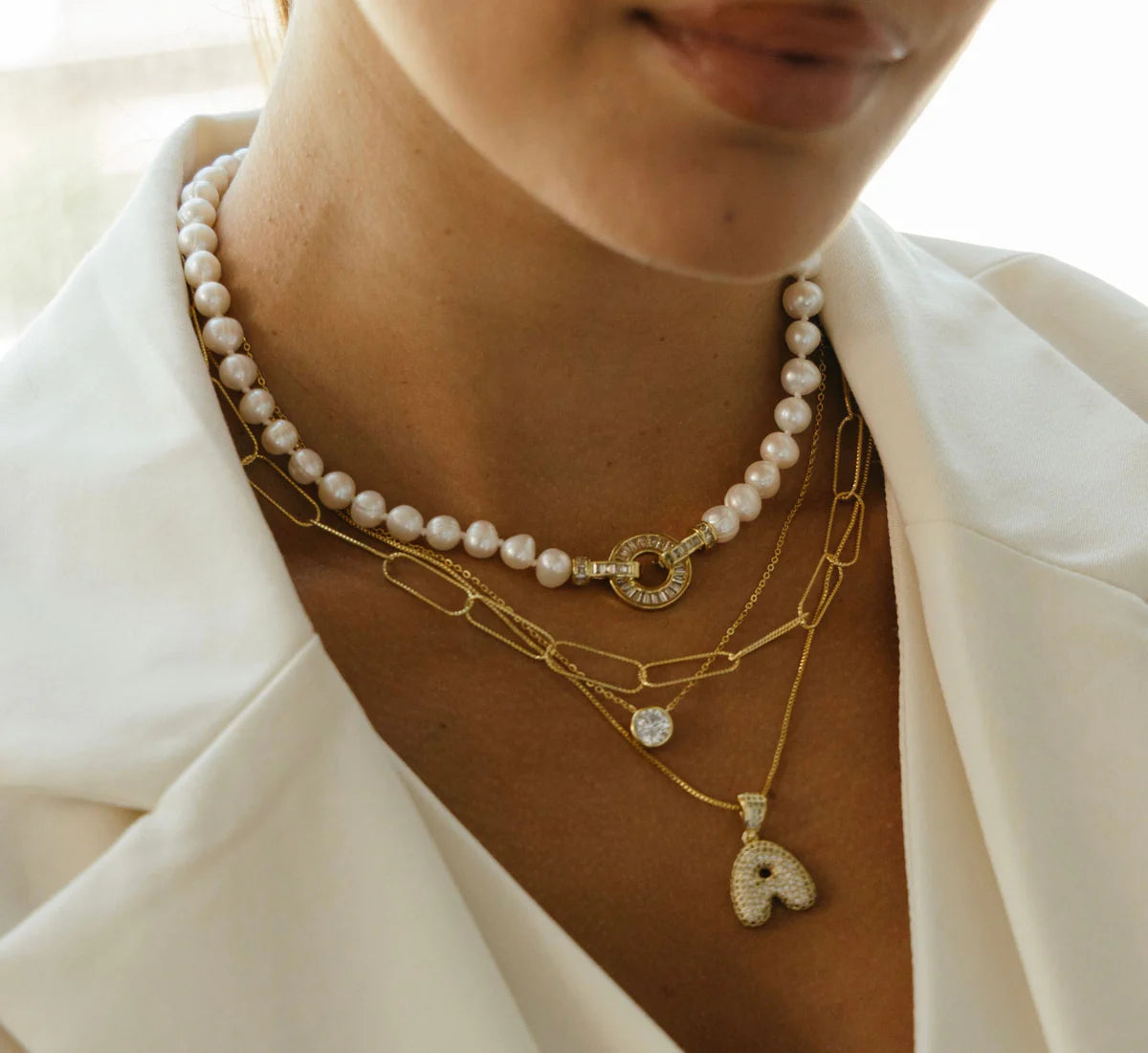 Candace Pave Initial Bubble Necklace