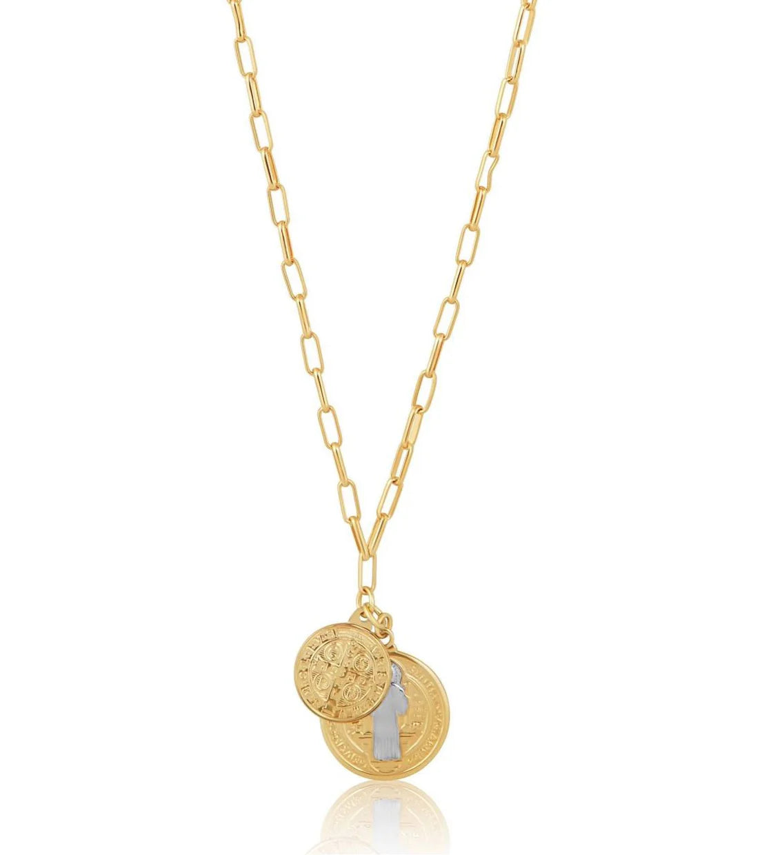 Charity St. Benedict Double Coin Necklace