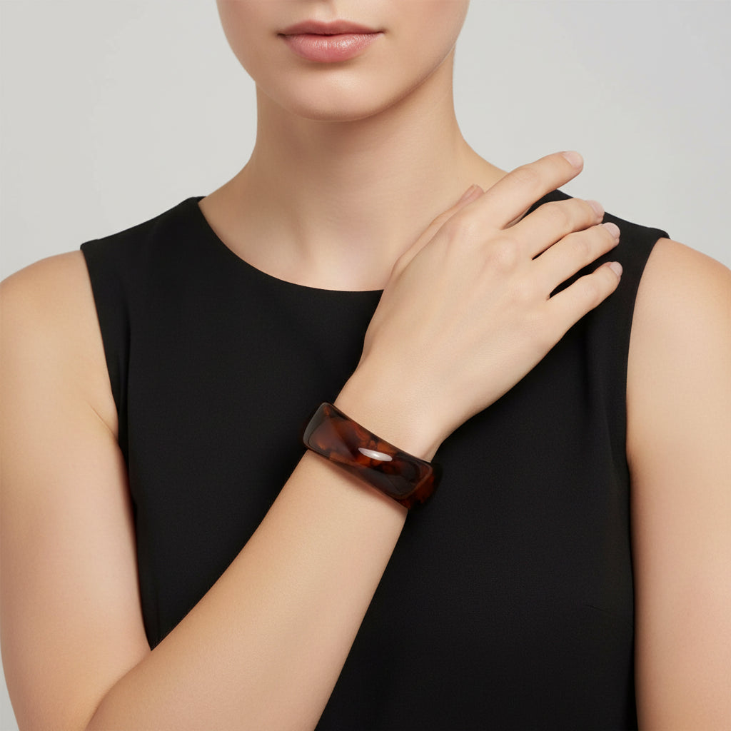 Charlotte Acrylic Brown Chunky Bangle