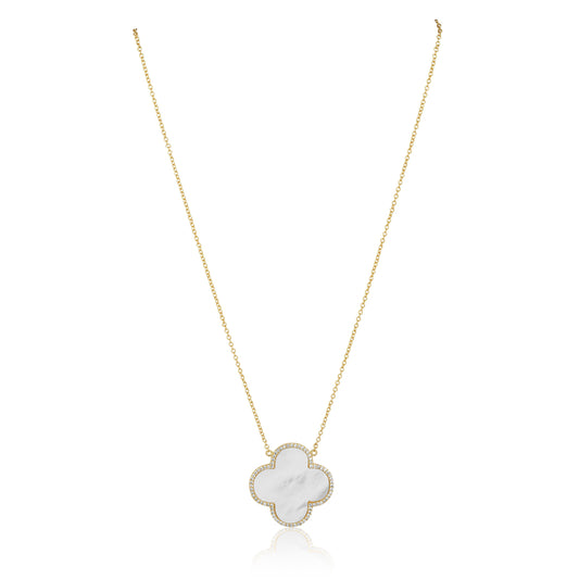 Vanessa Jumbo Clover Mother of Pearl Stacking Necklace