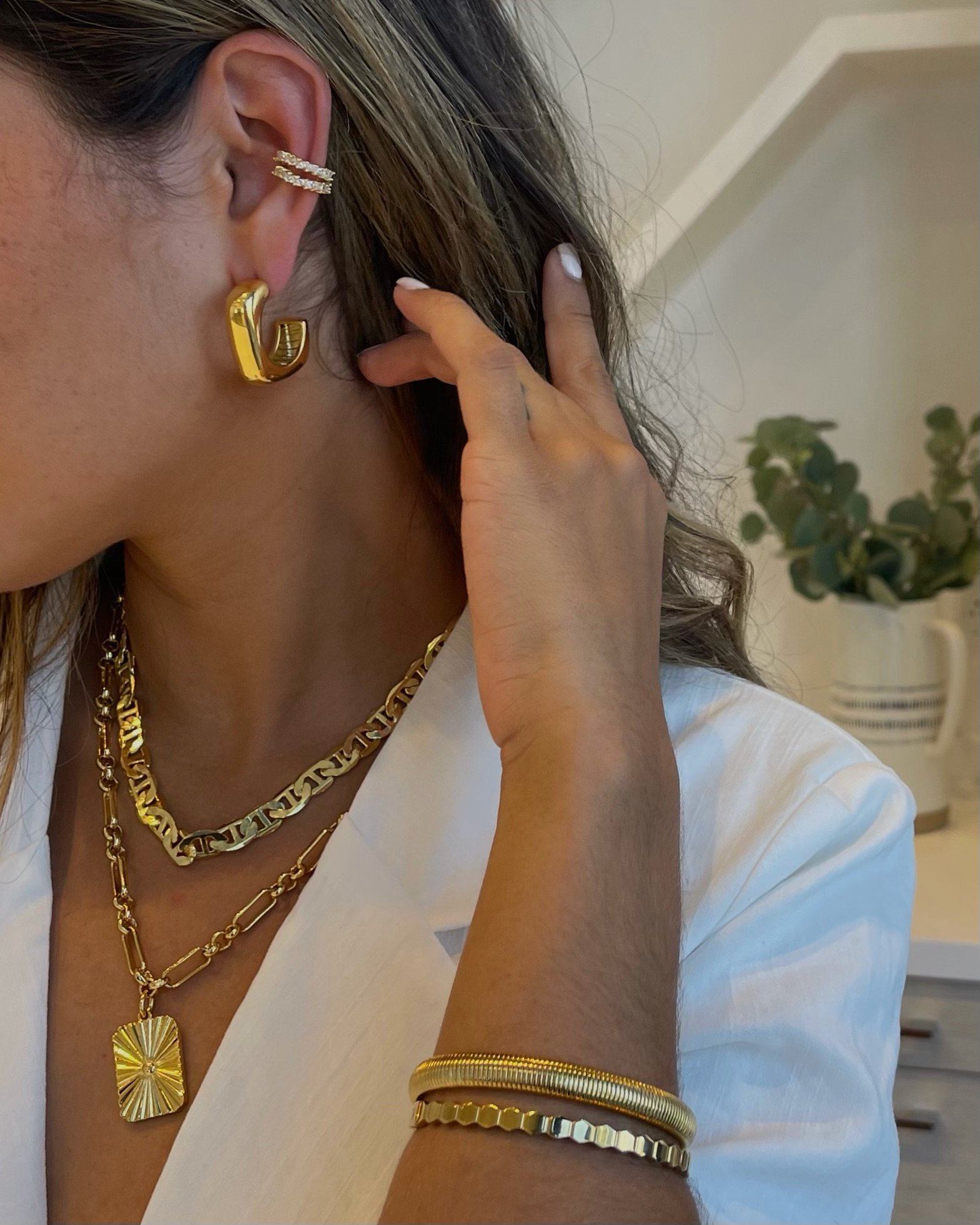 Diana Square Gold Hoops