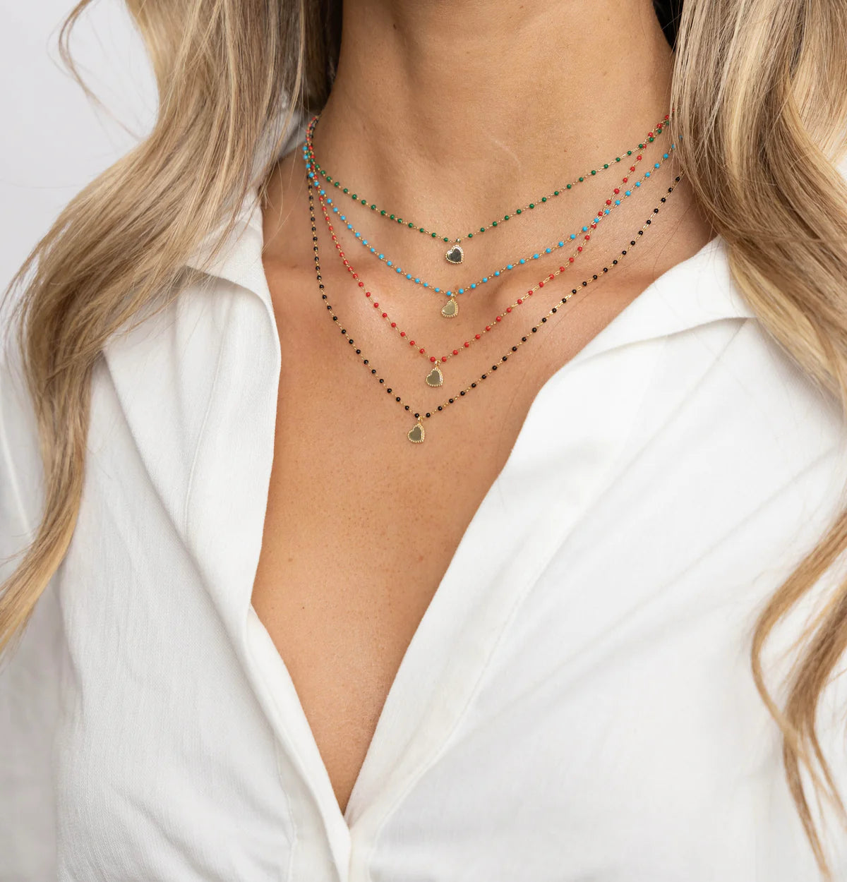 Elise Mini Heart Necklace - Turquoise