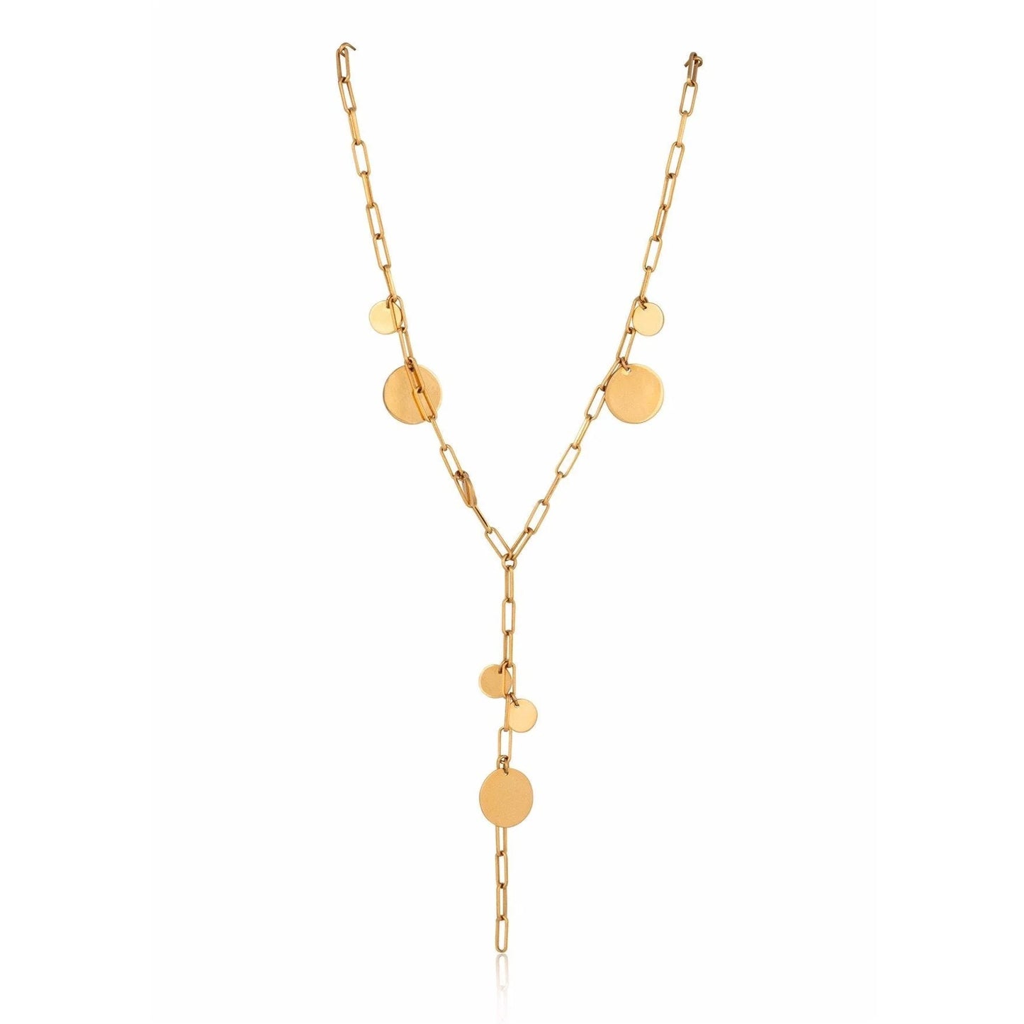 Gabby Disc Coin Lariat Necklace