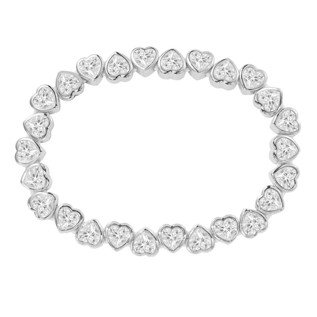 Harmony Bezel Heart Stretch Bracelet - Clear