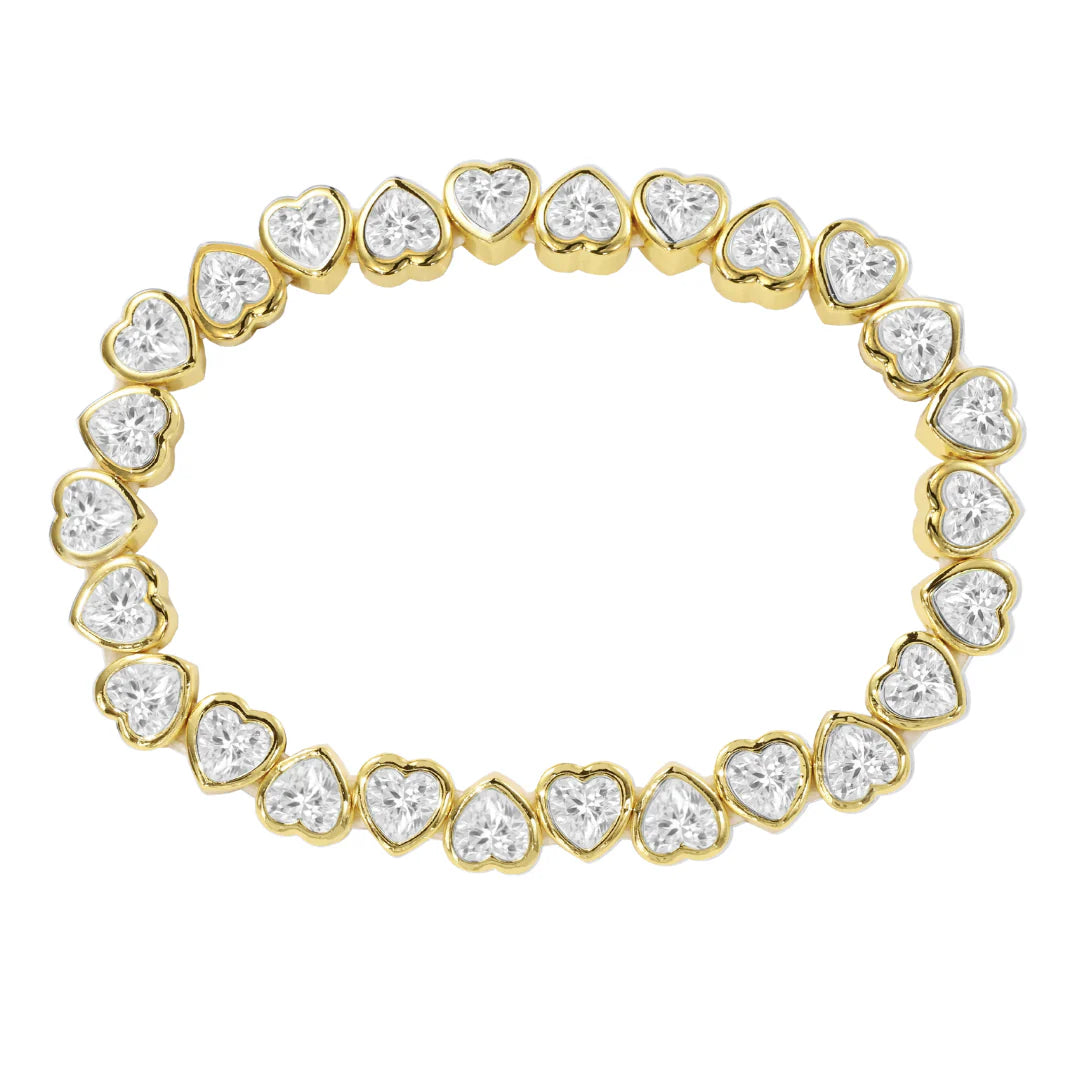 Harmony Bezel Heart Stretch Bracelet - Clear