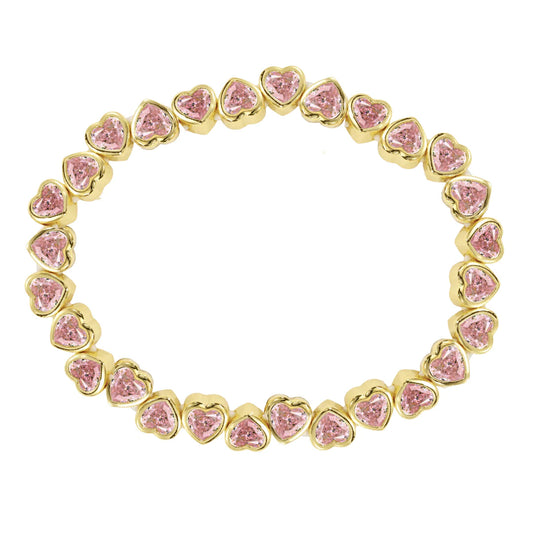 Harmony Bezel Heart Stretch Bracelet - Pink