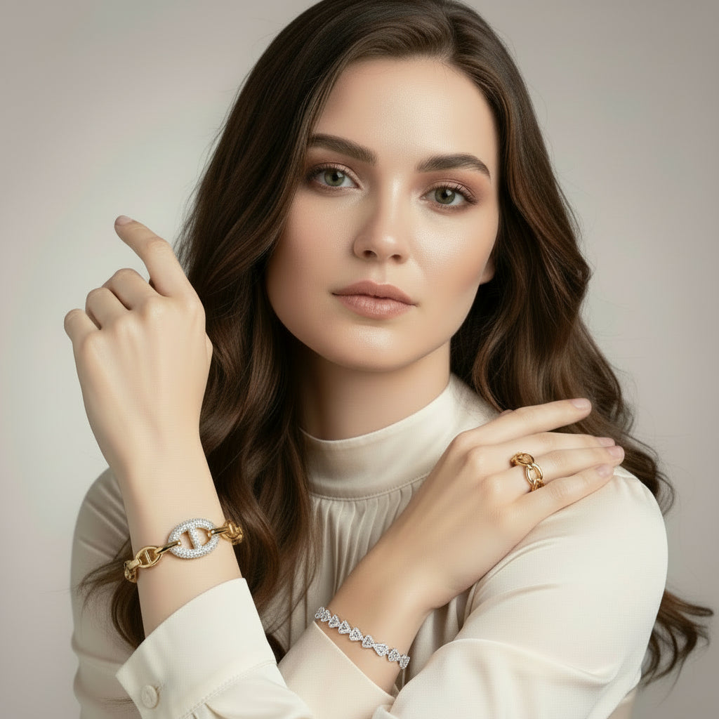 Harper Pave and Link Bangle Bracelet