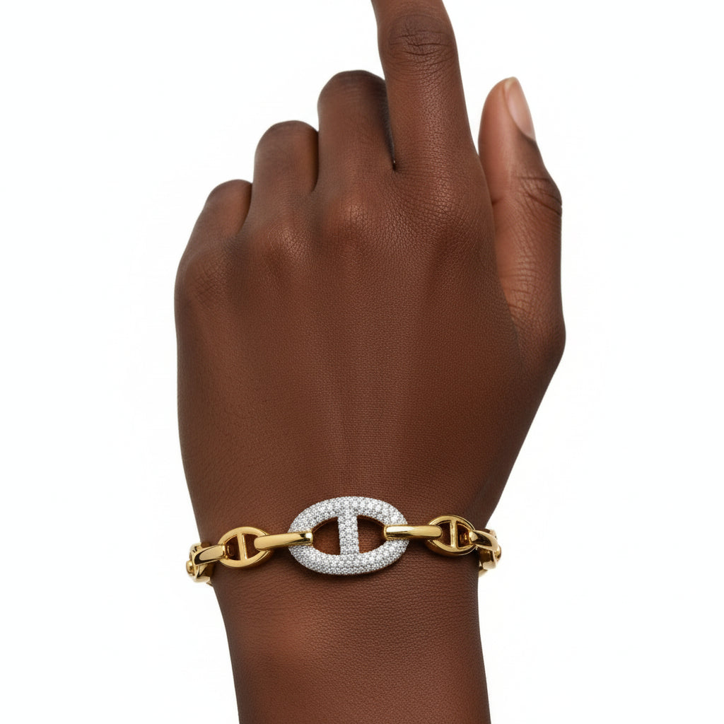 Harper Pave and Link Bangle Bracelet