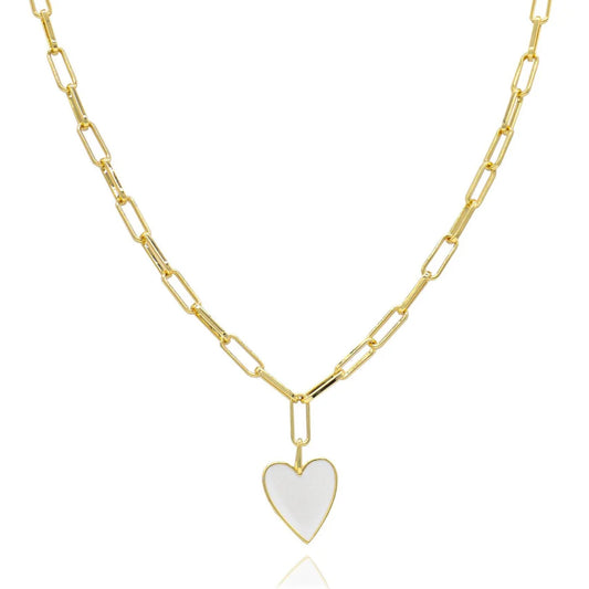 Joan Enamel White Heart Necklace