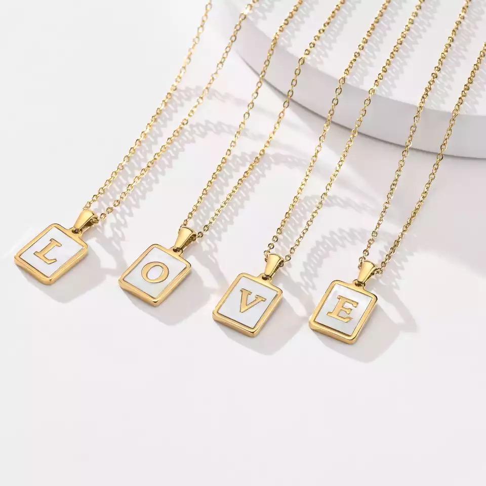 Karissa Initial Mother of Pearl Necklace