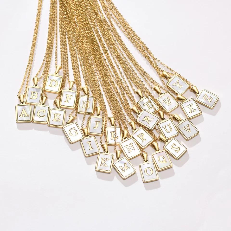 Karissa Initial Mother of Pearl Necklace