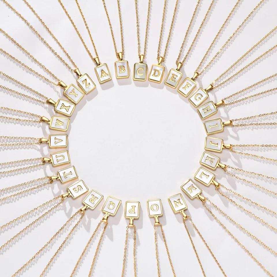 Karissa Initial Mother of Pearl Necklace