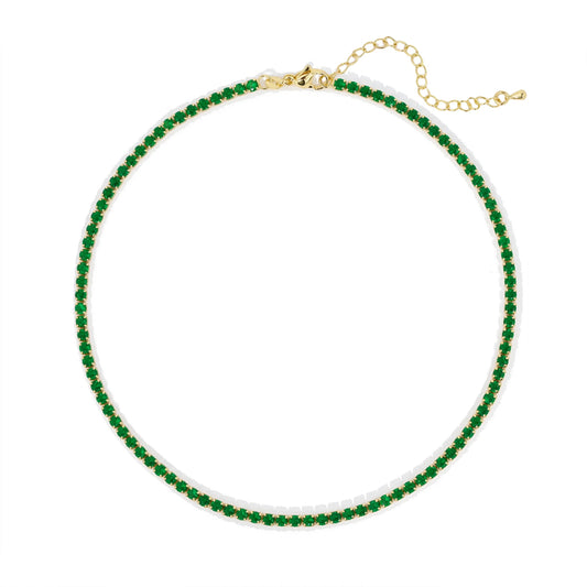 Khloe Choker Tennis Necklace - Emerald Green