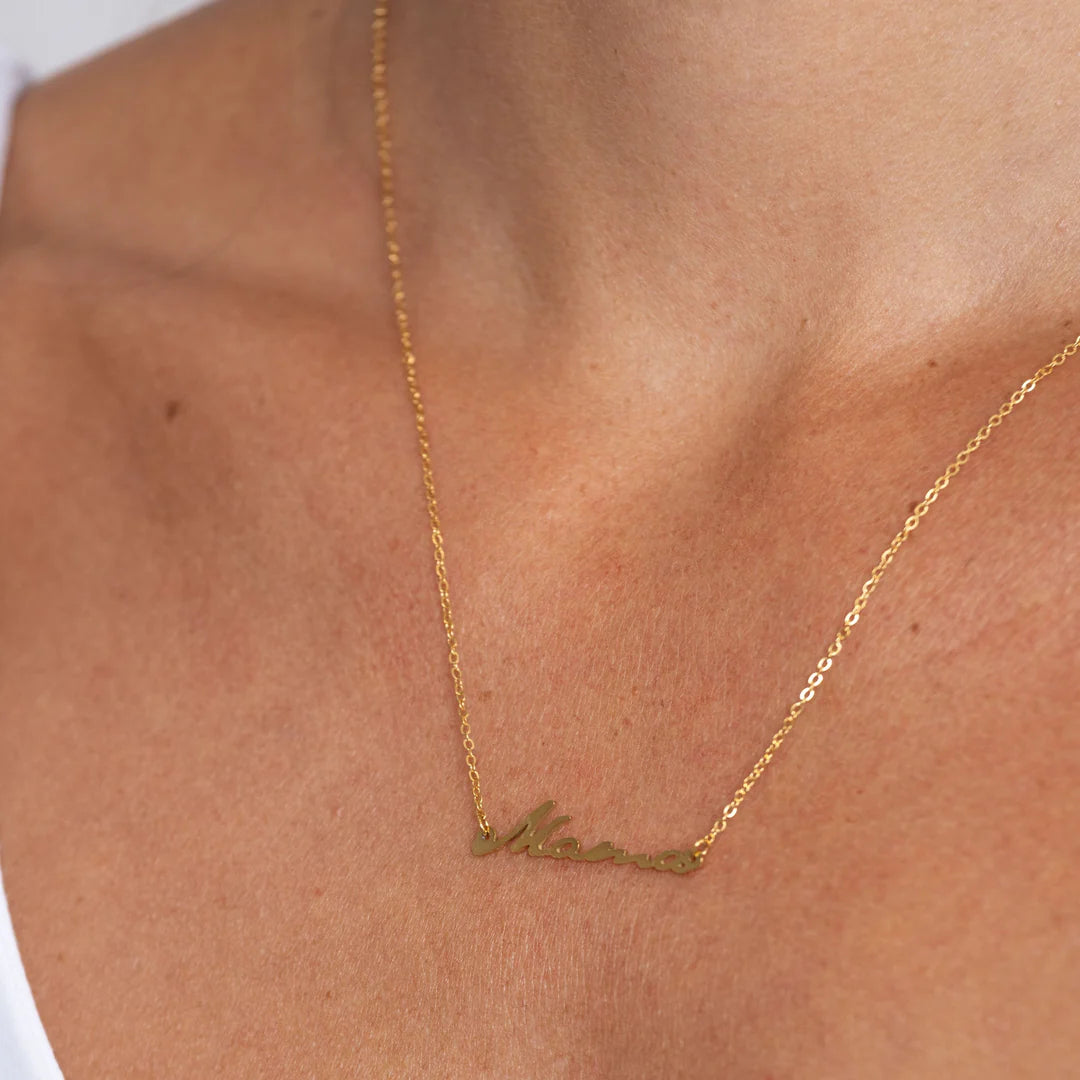 Mama Script Font Necklace