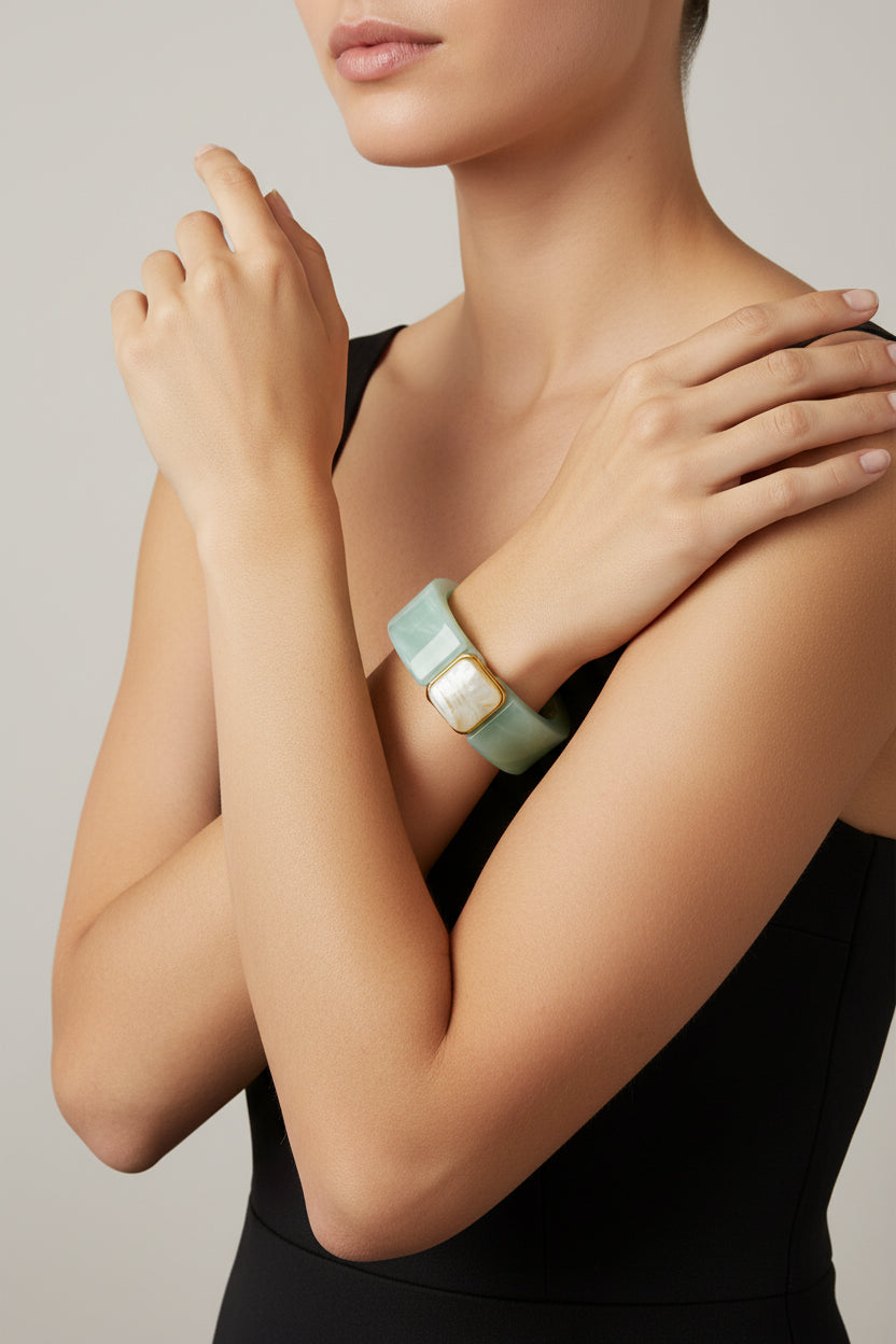 Mia Chunky Jade Acrylic Bangle Bracelet