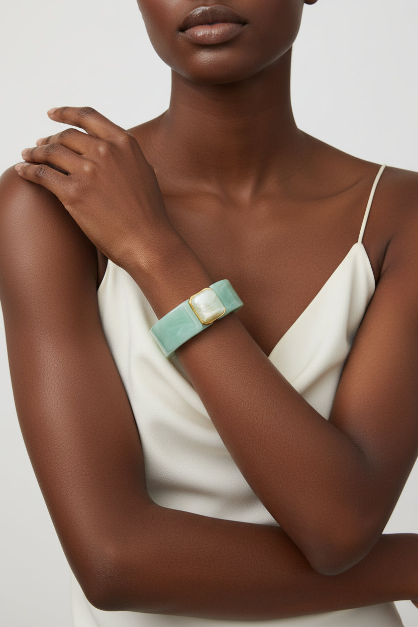 Mia Chunky Jade Acrylic Bangle Bracelet