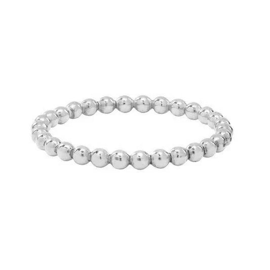 Penelope Beaded Stackable Ring - Silver