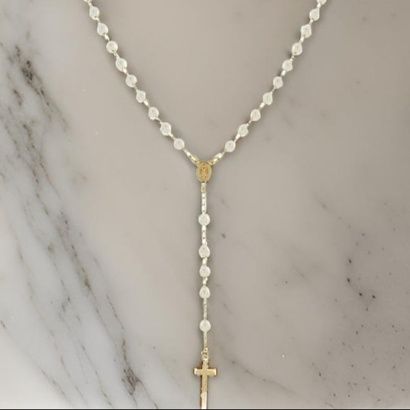 Shannon Pearl Rosary Lariat Necklace