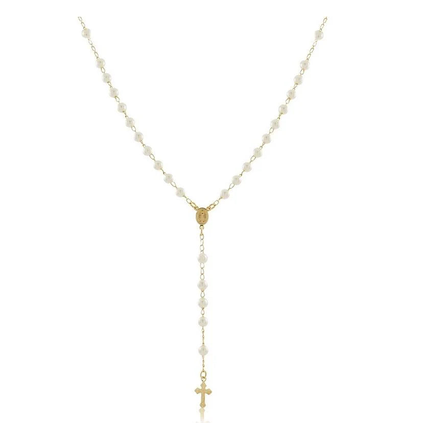 Shannon Pearl Rosary Lariat Necklace