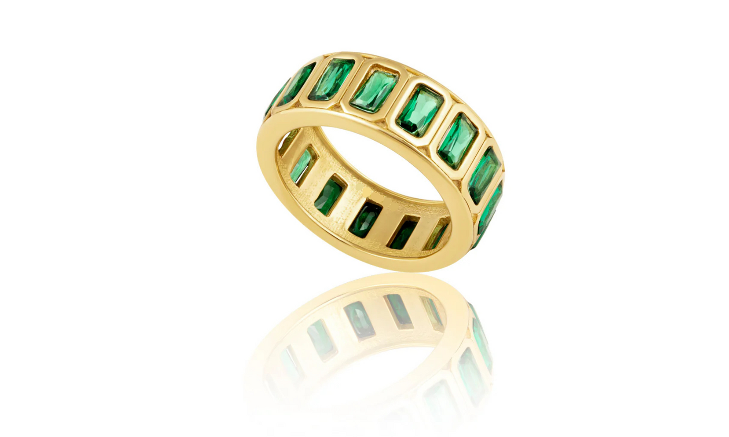 Tory Emerald Cut Band Ring Emerald Green