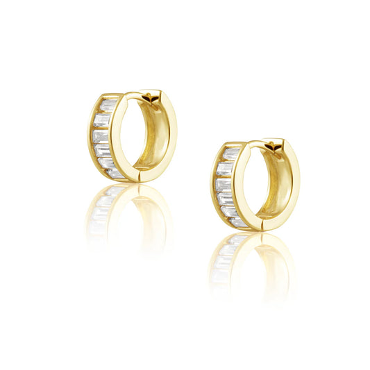 Tory Emerald Cut Clear CZ Huggies