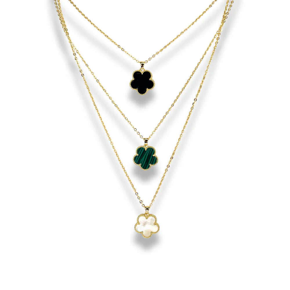 Vanessa Medium Onyx Clover Pendant Necklace