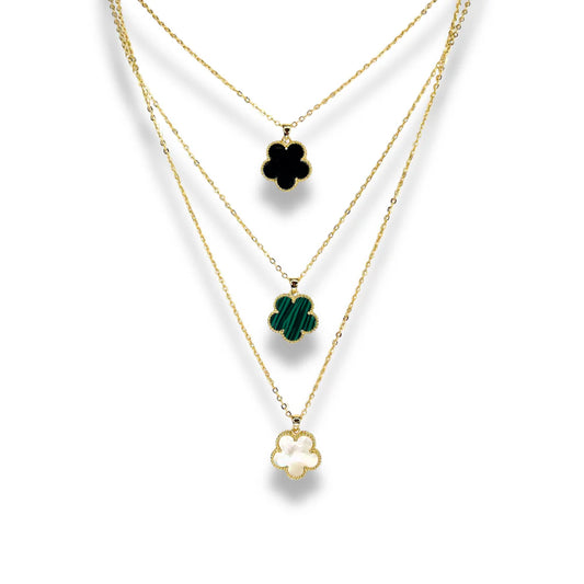 Vanessa Medium Onyx Clover Pendant Necklace